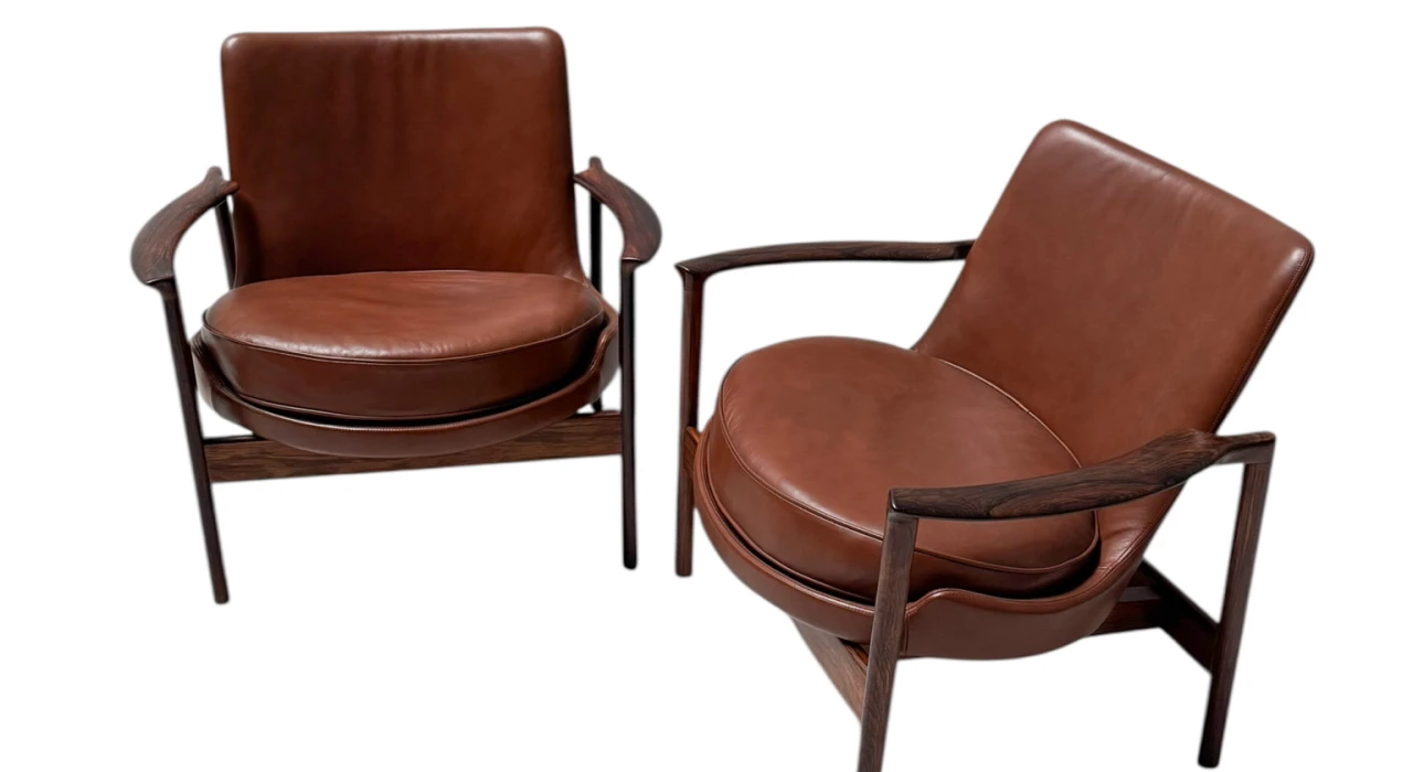 Two Mid-Century Modern Lounge Chairs by Ib Kofod-Larsen for Frõscher, 1970s